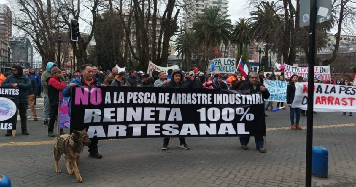 Pescadores de Caleta Queule y Toltén marchan en Temuco contra autorización de redes de arrastre