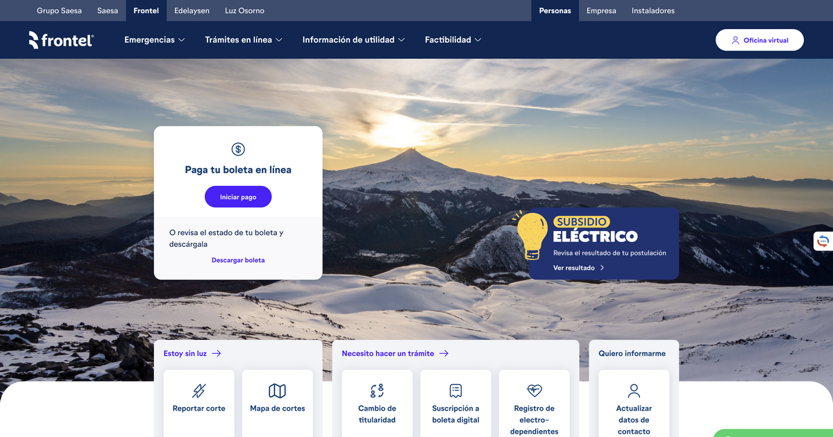 Frontel habilita sección web para facilitar a sus clientes consultar si son beneficiarios del subsidio eléctrico